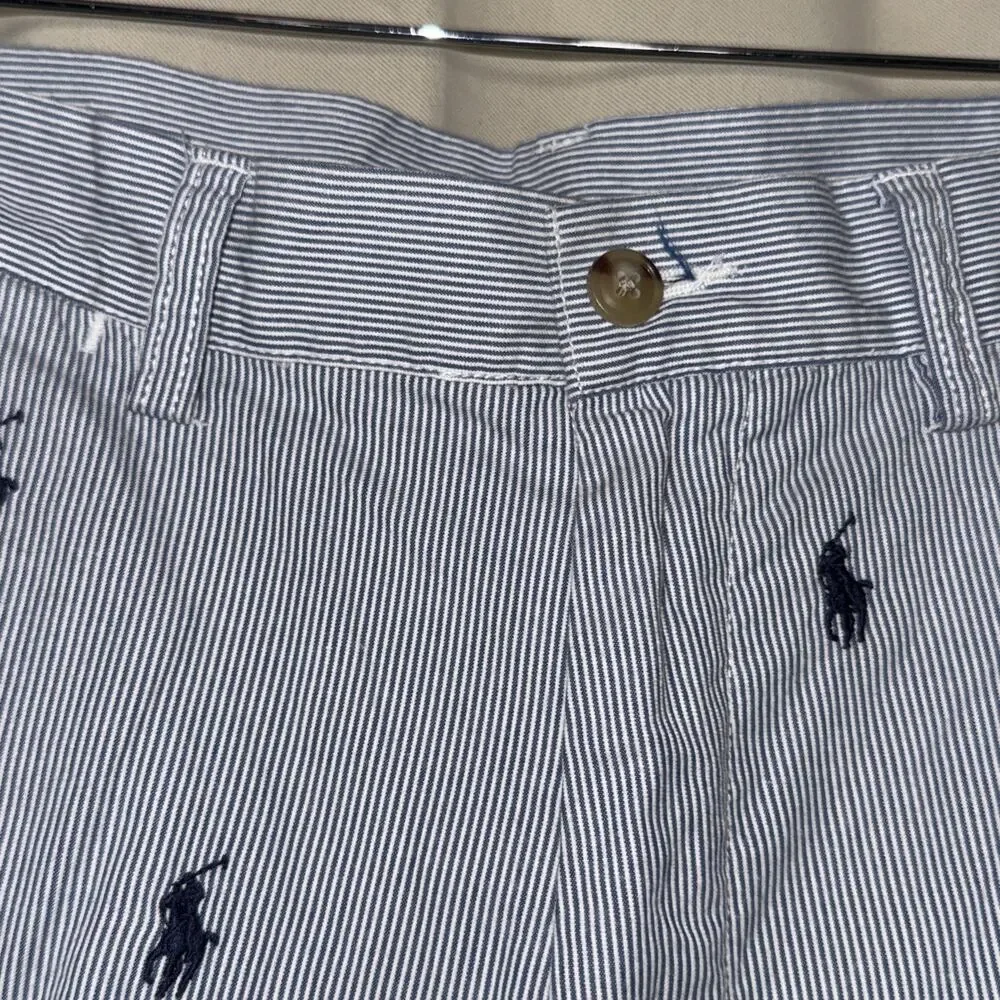 Polo Ralph Lauren All Over Pony Shorts 32 Blue Stripe Pony Logo 100% Cotton